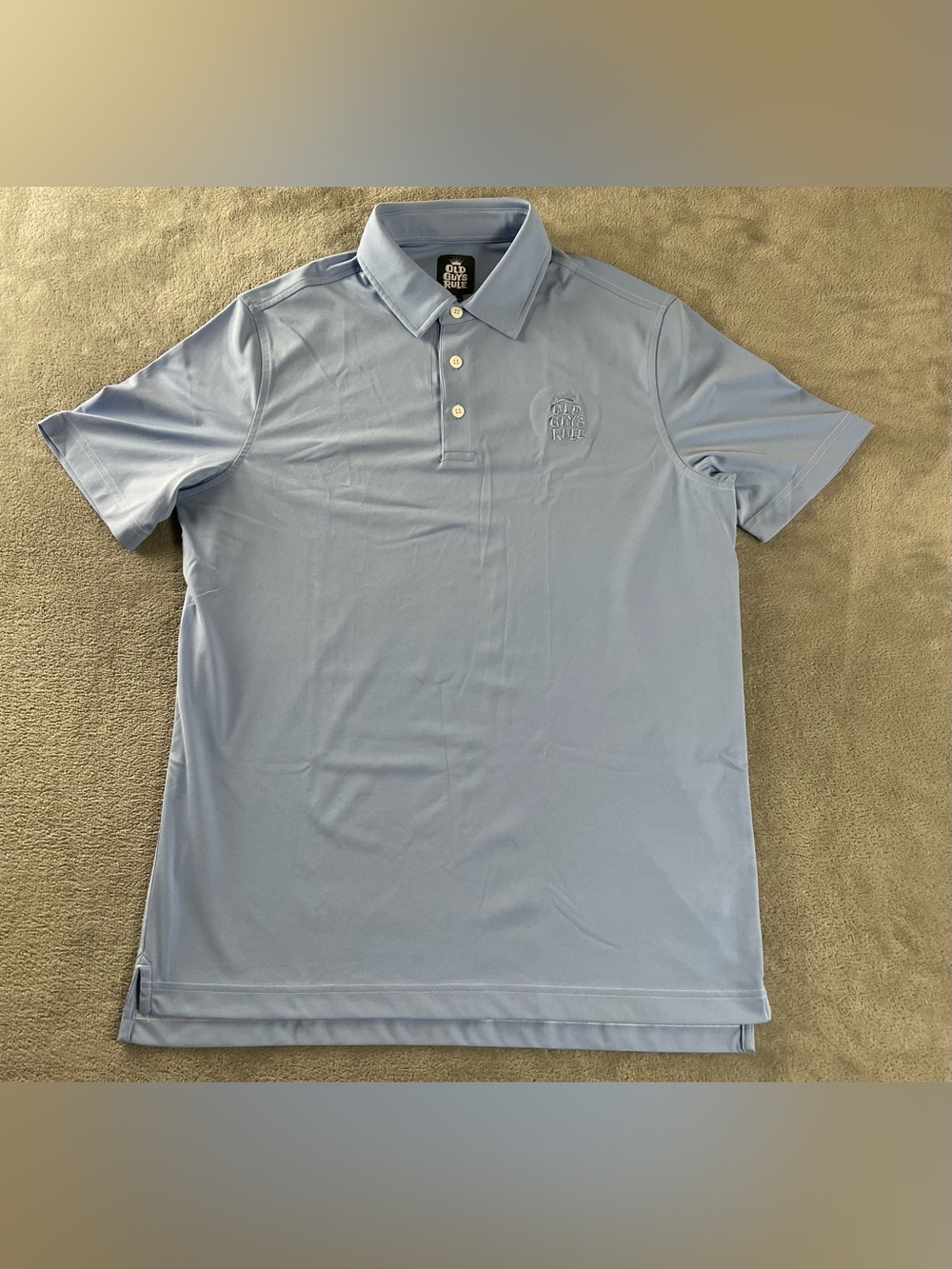 Old Guys Rule Polo Shirt Men’s Medium Light Blue Embroidered Chest Logo Golf M